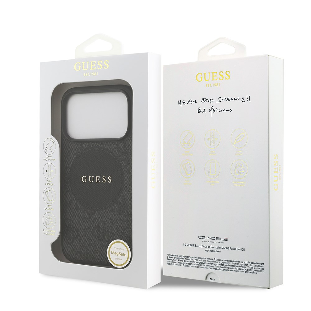 Apple iPhone 17 Pro Kılıf Guess Orjinal Lisanslı M-safe Şarj Özellikli Yazı Logolu Circle Classic Kapak