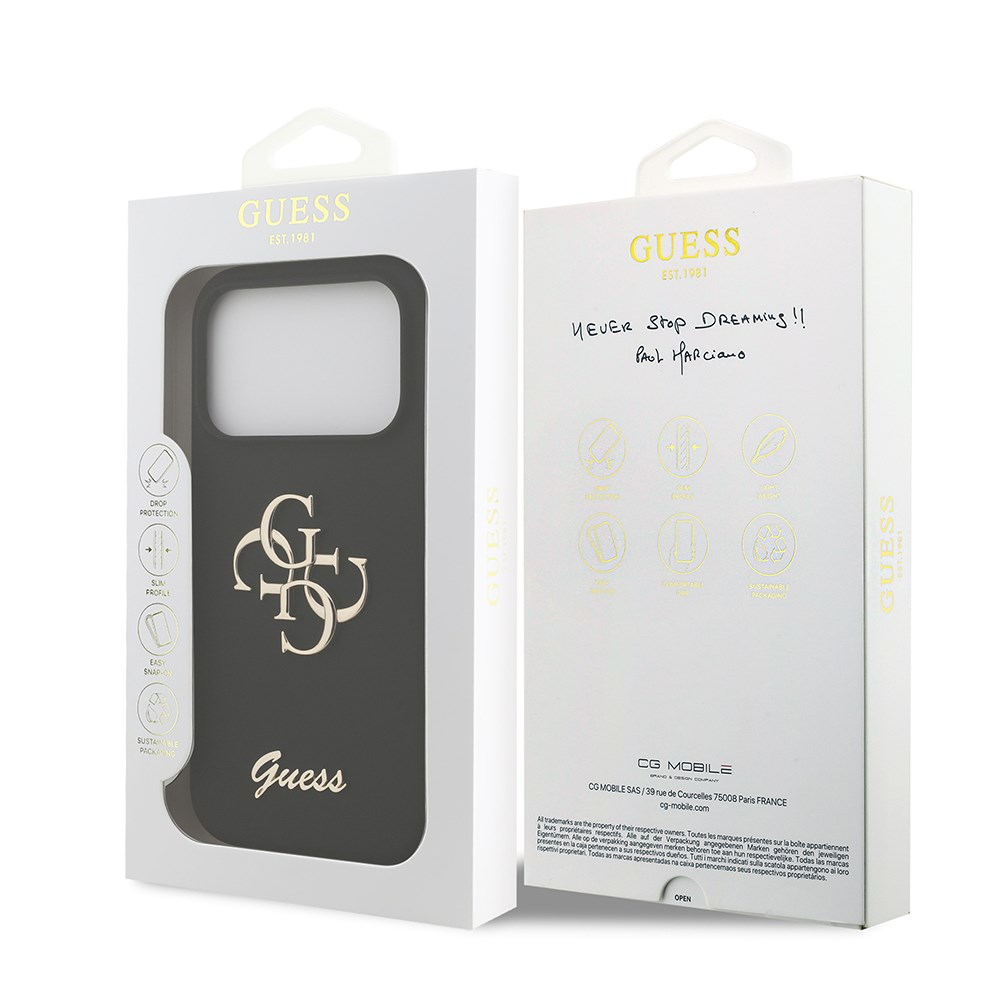 Apple iPhone 17 Pro Kılıf Guess Orjinal Lisanslı Grained Yazı Logolu Kapak