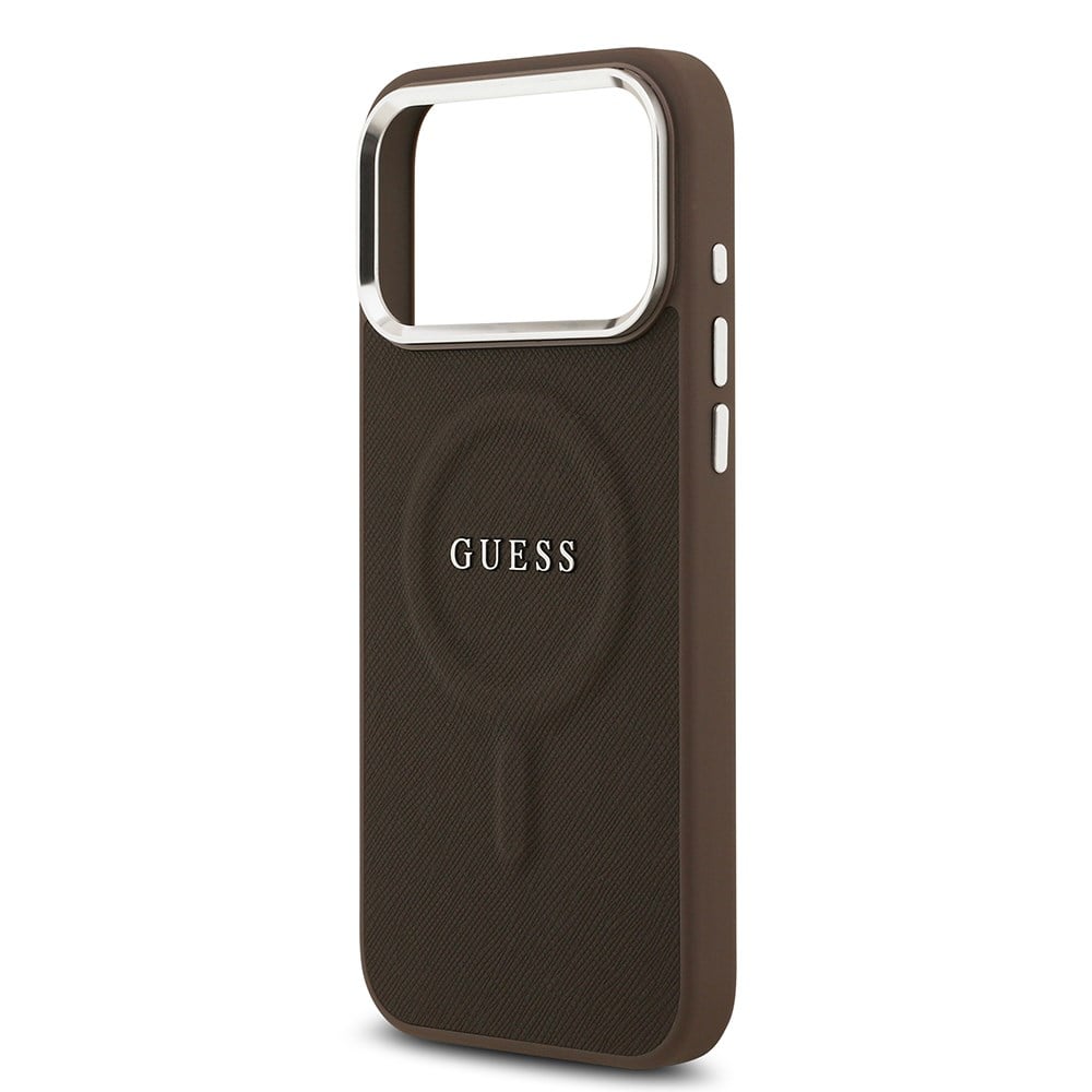 Apple iPhone 17 Pro Kılıf Guess Orjinal Lisanslı M-safe Şarj Özellikli Klasik Yazı Logolu PU Deri Kapak