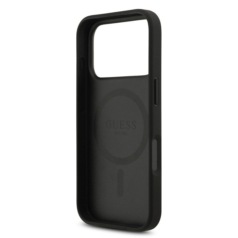 Apple iPhone 17 Pro Kılıf Guess Orjinal Lisanslı M-safe Şarj Özellikli Yazı Logolu Circle Classic Kapak