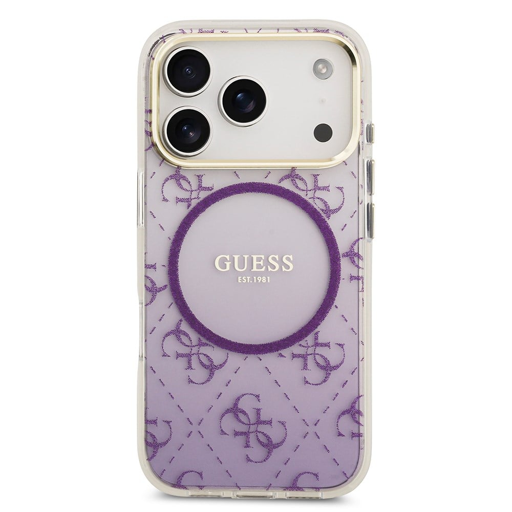 Apple iPhone 17 Pro Kılıf Guess Orjinal Lisanslı M-safe Şarj Özellikli 4G Desenli Simli Silikon Kapak