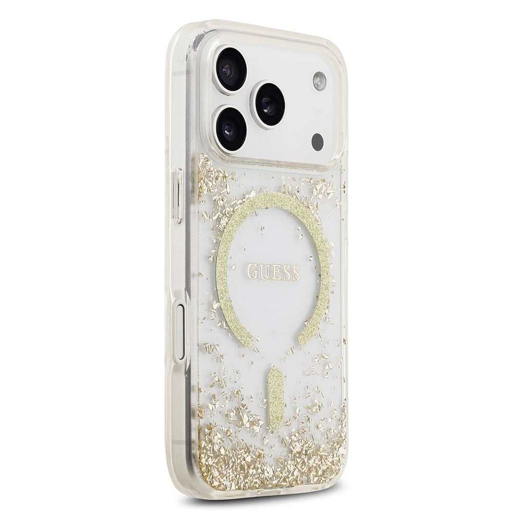 Apple iPhone 17 Pro Kılıf Guess Orjinal Lisanslı M-safe Şarj Özellikli Transparan Resin Bottom Kapak