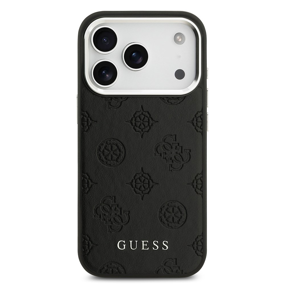 Apple iPhone 17 Pro Kılıf Guess Orjinal Lisanslı M-safe Şarj Özellikli Sıcak Baskılı Klasik Yazı Logolu PU Deri Peony Kapak