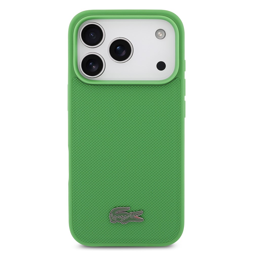 Apple iPhone 17 Pro Kılıf Lacoste Orjinal Lisanslı M-safe Şarj Özellikli PU Pike Desenli Metal Logolu Kartlıklı Kapak