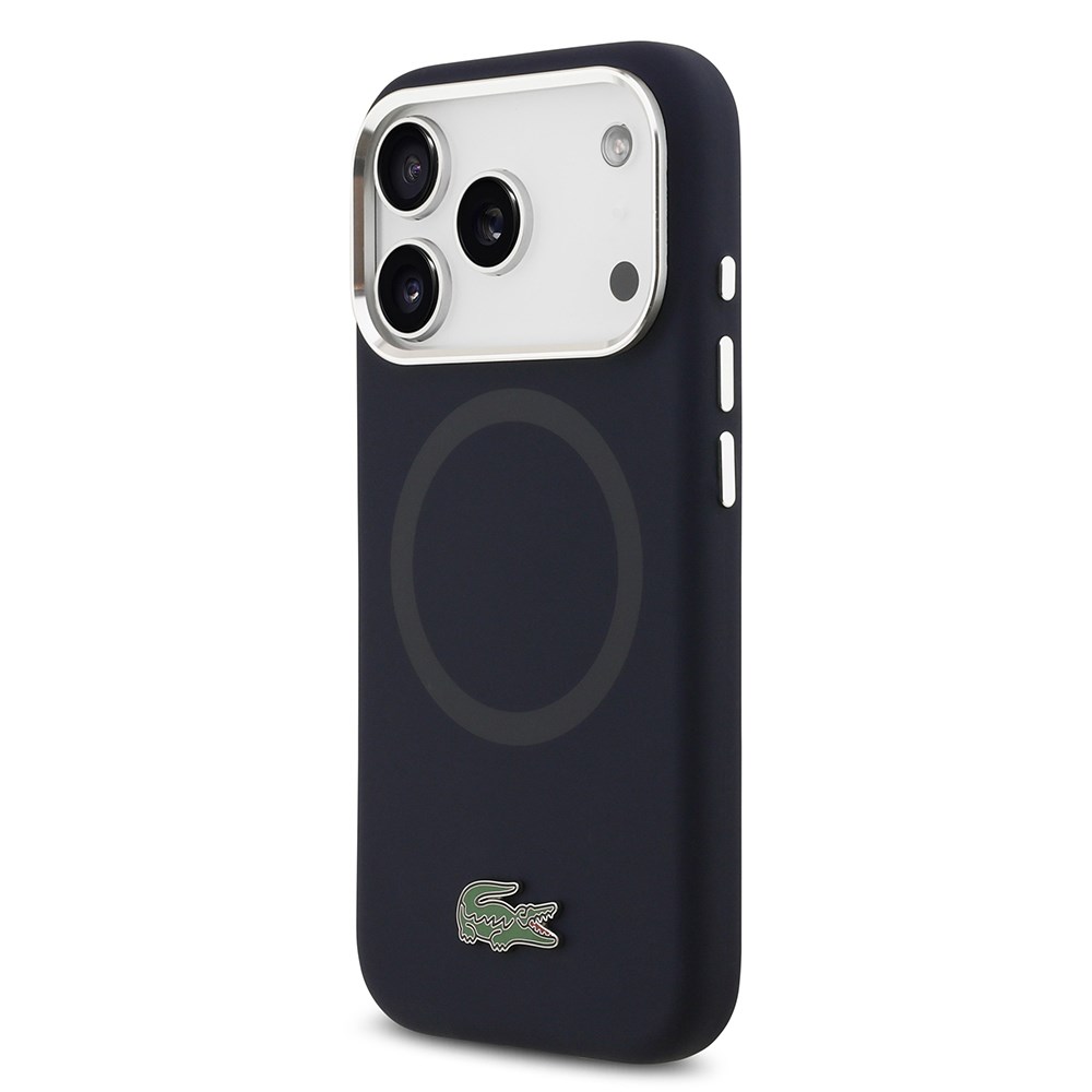 Apple iPhone 17 Pro Kılıf Lacoste Orjinal Lisanslı M-safe Şarj Özellikli İkonik Logolu Metal Kamera Çerçeveli Silikon Kapak