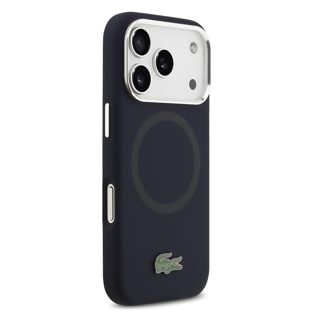 Apple iPhone 17 Pro Kılıf Lacoste Orjinal Lisanslı M-safe Şarj Özellikli İkonik Logolu Metal Kamera Çerçeveli Silikon Kapak