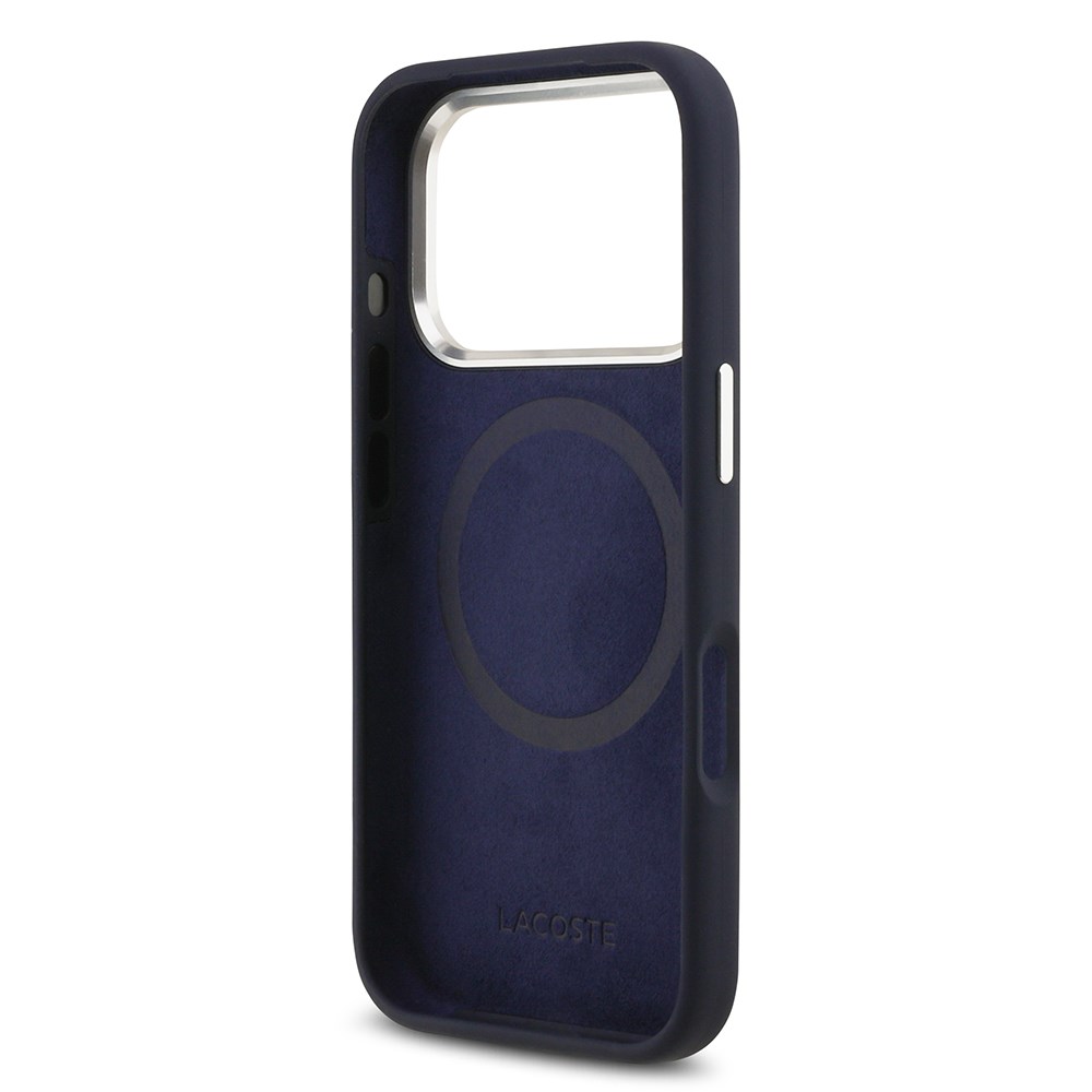 Apple iPhone 17 Pro Kılıf Lacoste Orjinal Lisanslı M-safe Şarj Özellikli İkonik Logolu Metal Kamera Çerçeveli Silikon Kapak
