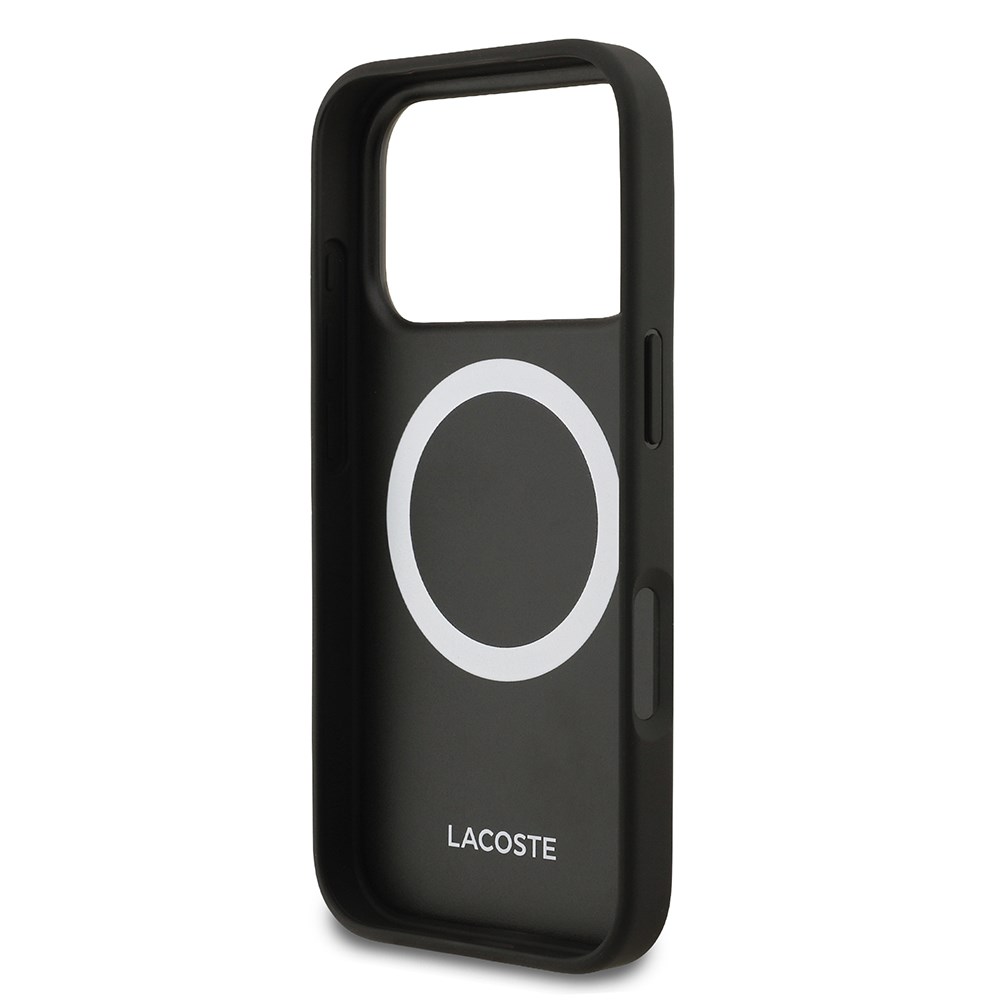 Apple iPhone 17 Pro Kılıf Lacoste Orjinal Lisanslı M-safe Şarj Özellikli PU Pike Desenli Metal Logolu Kartlıklı Kapak