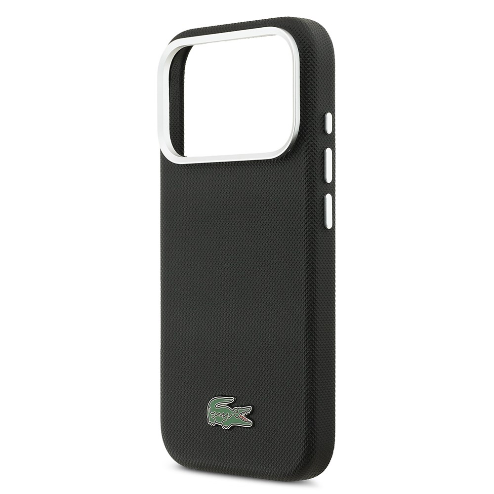 Apple iPhone 17 Pro Kılıf Lacoste Orjinal Lisanslı M-Safe Şarj Özellikli PVC Pike Desenli Arka Yüzey İkonik Timsah Dokuma Logolu Kapak