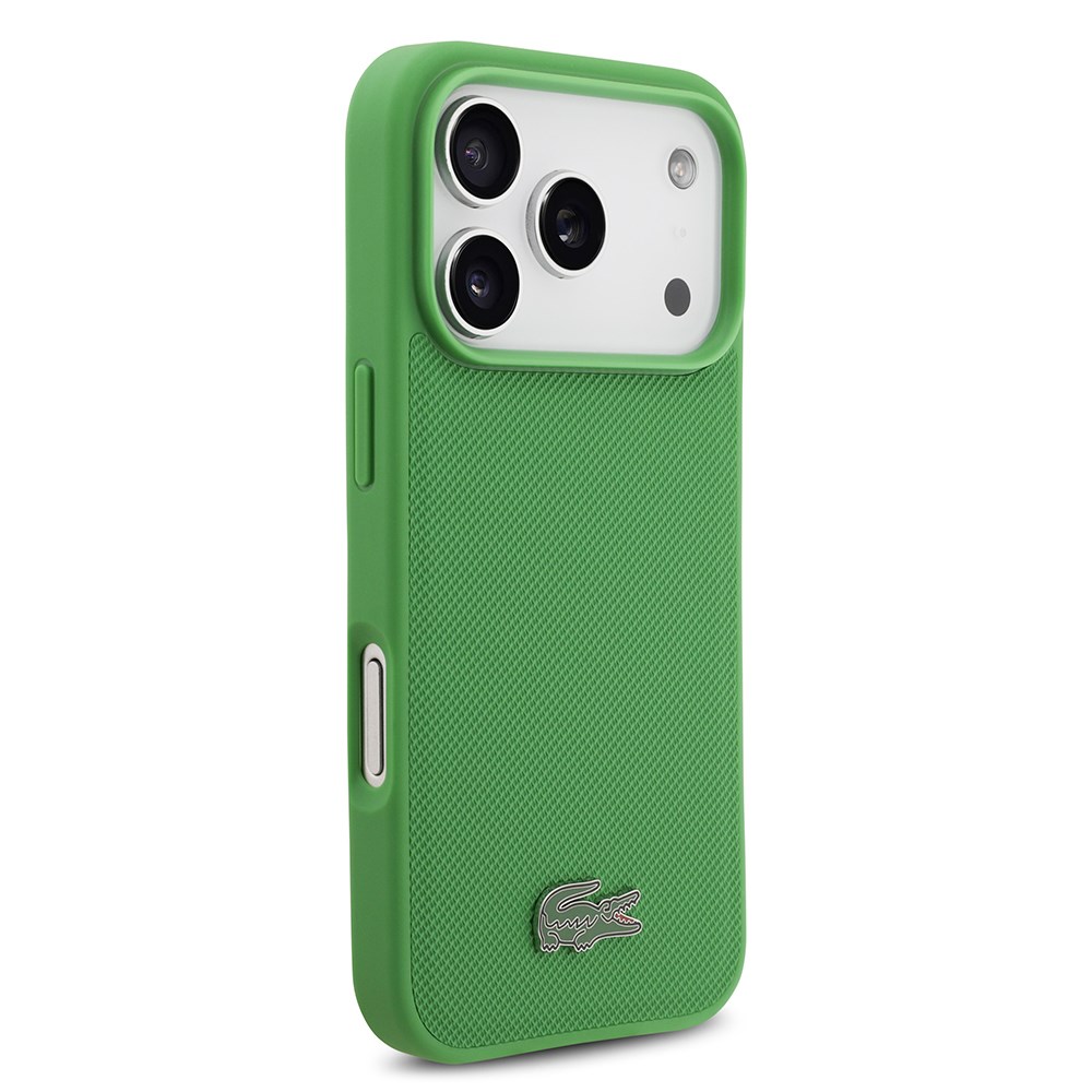 Apple iPhone 17 Pro Kılıf Lacoste Orjinal Lisanslı M-safe Şarj Özellikli PU Pike Desenli Metal Logolu Kartlıklı Kapak