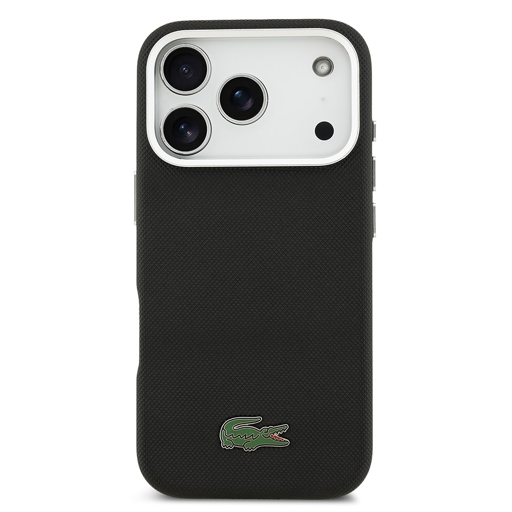 Apple iPhone 17 Pro Kılıf Lacoste Orjinal Lisanslı M-Safe Şarj Özellikli PVC Pike Desenli Arka Yüzey İkonik Timsah Dokuma Logolu Kapak