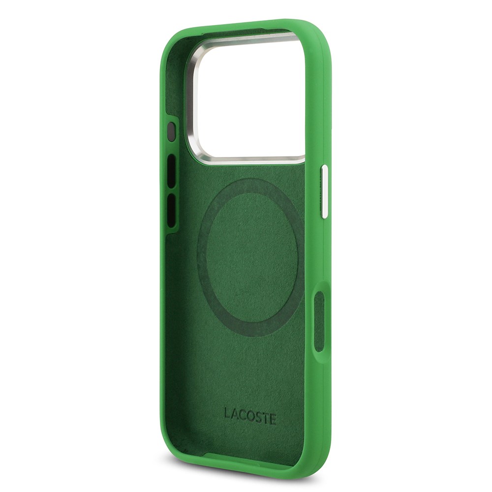 Apple iPhone 17 Pro Kılıf Lacoste Orjinal Lisanslı M-safe Şarj Özellikli İkonik Logolu Metal Kamera Çerçeveli Silikon Kapak