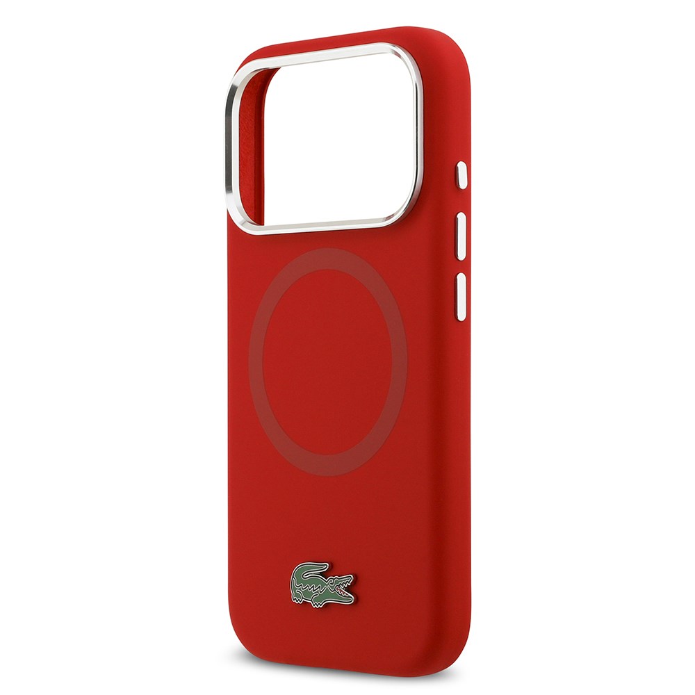 Apple iPhone 17 Pro Kılıf Lacoste Orjinal Lisanslı M-safe Şarj Özellikli İkonik Logolu Metal Kamera Çerçeveli Silikon Kapak