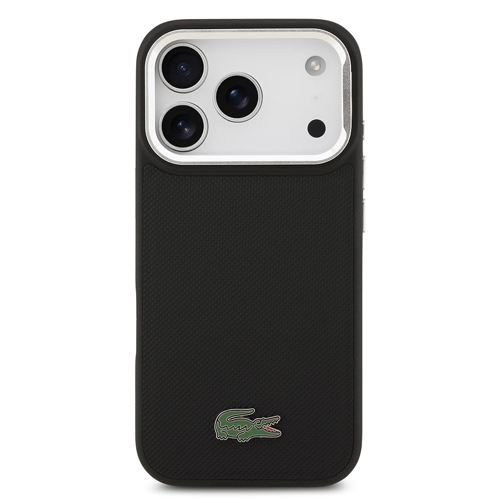 Apple iPhone 17 Pro Kılıf Lacoste Orjinal Lisanslı M-safe Şarj Özellikli PU Pike Desenli Standlı Metal Logolu Kapak