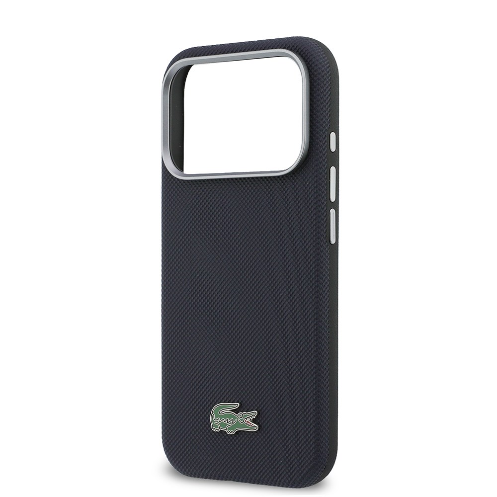 Apple iPhone 17 Pro Kılıf Lacoste Orjinal Lisanslı M-Safe Şarj Özellikli PVC Yarı Pike Desenli Arka Yüzey İkonik Timsah Dokuma Logolu Kapak
