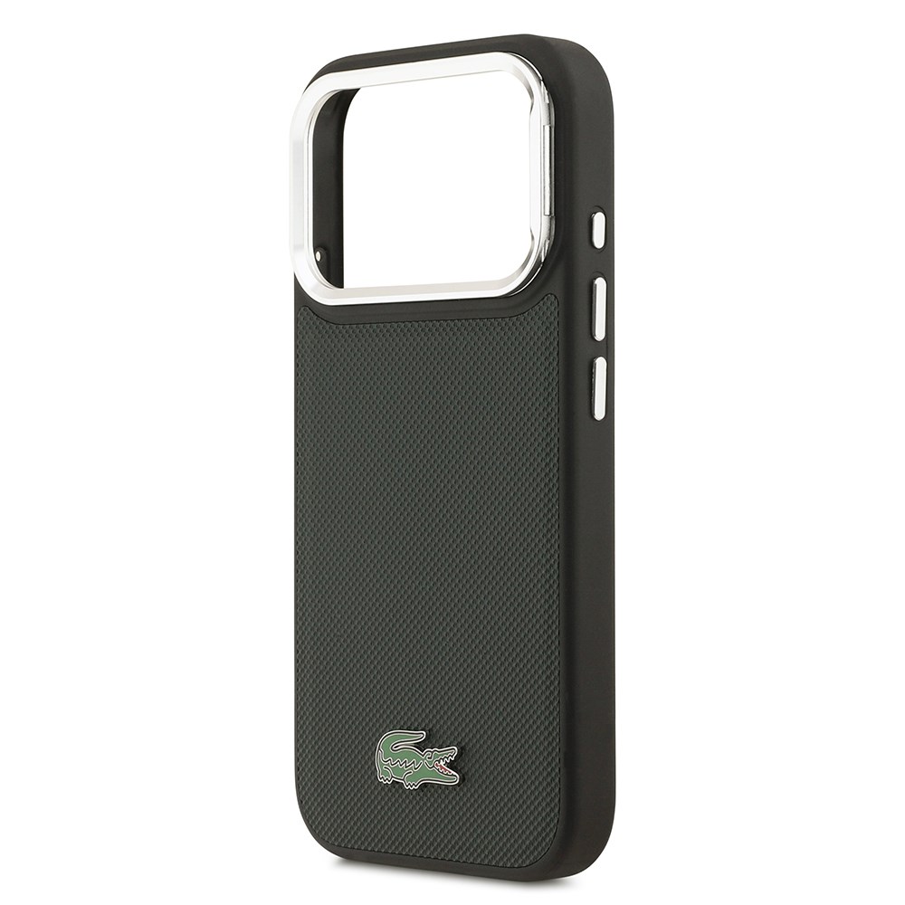Apple iPhone 17 Pro Kılıf Lacoste Orjinal Lisanslı M-safe Şarj Özellikli PU Pike Desenli Standlı Metal Logolu Kapak