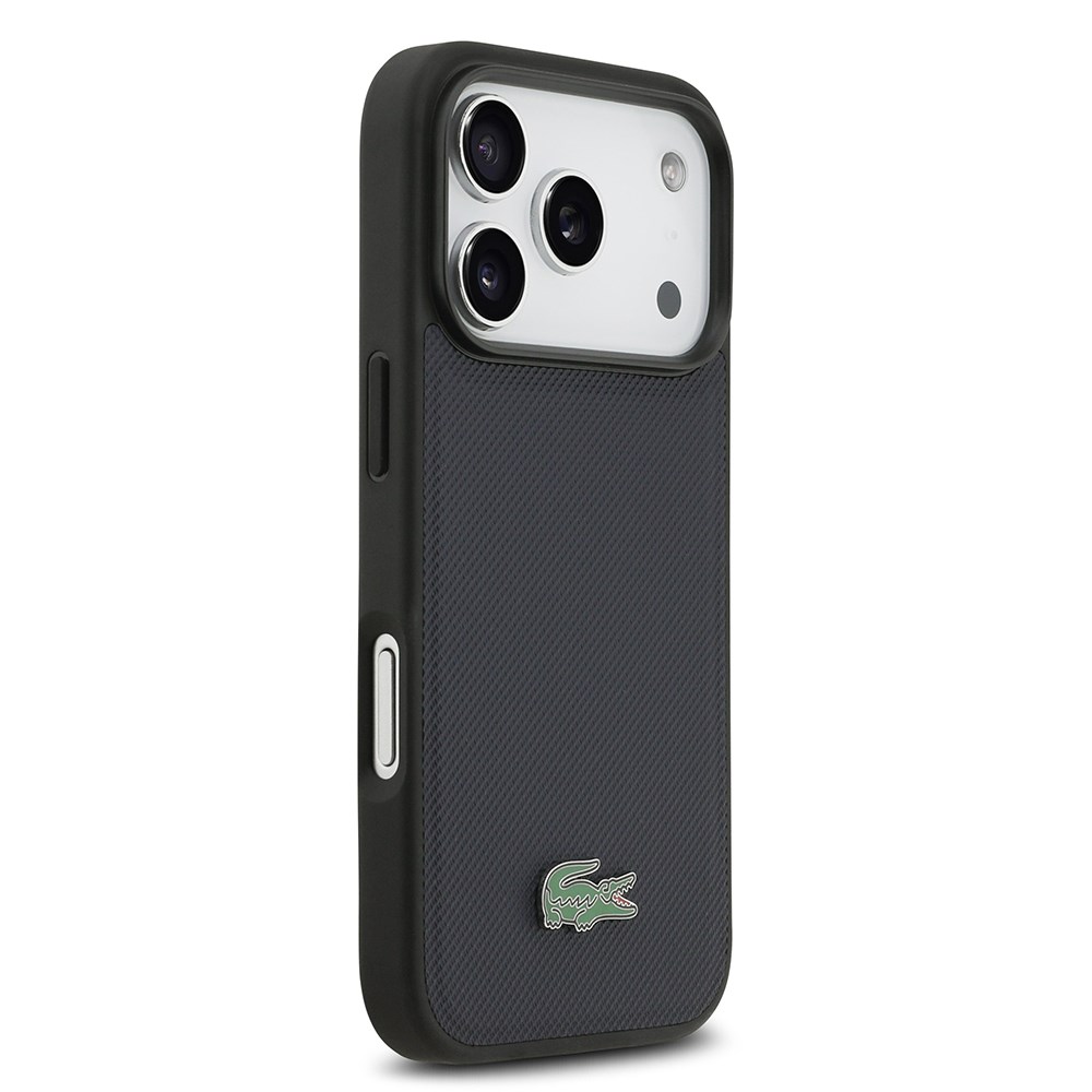 Apple iPhone 17 Pro Kılıf Lacoste Orjinal Lisanslı M-safe Şarj Özellikli PU Pike Desenli Metal Logolu Kapak