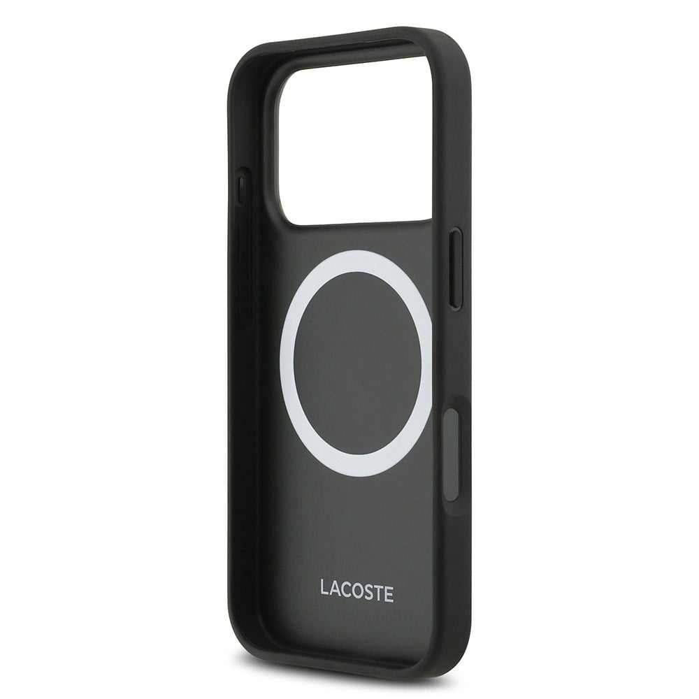 Apple iPhone 17 Pro Kılıf Lacoste Orjinal Lisanslı M-safe Şarj Özellikli PU Pike Desenli Metal Logolu Kapak
