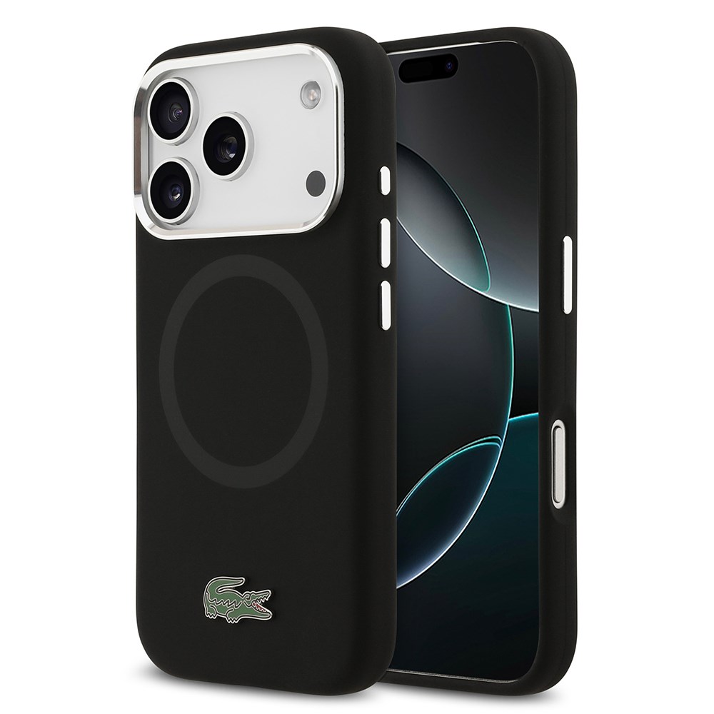 Apple iPhone 17 Pro Kılıf Lacoste Orjinal Lisanslı M-safe Şarj Özellikli İkonik Logolu Metal Kamera Çerçeveli Silikon Kapak