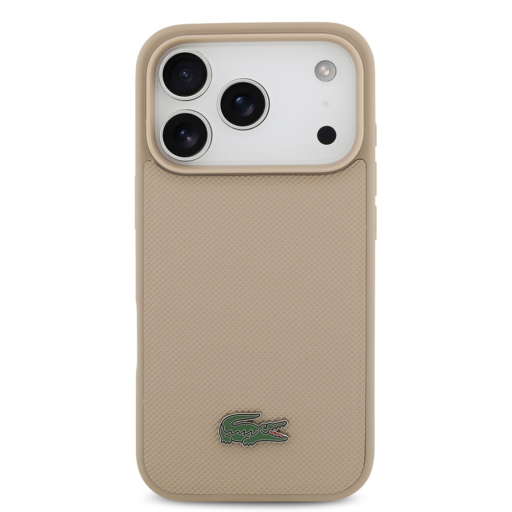 Apple iPhone 17 Pro Kılıf Lacoste Orjinal Lisanslı M-safe Şarj Özellikli PU Pike Desenli Metal Logolu Kartlıklı Kapak