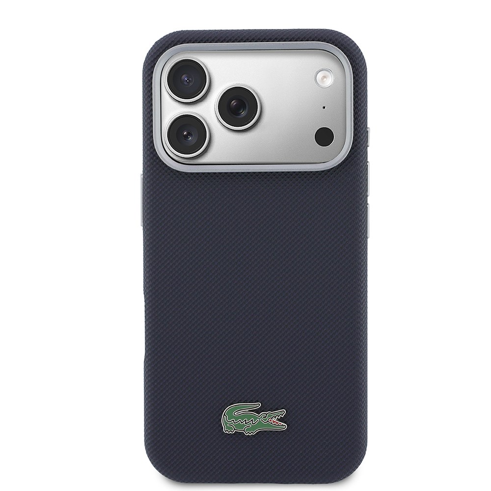 Apple iPhone 17 Pro Kılıf Lacoste Orjinal Lisanslı M-Safe Şarj Özellikli PVC Yarı Pike Desenli Arka Yüzey İkonik Timsah Dokuma Logolu Kapak