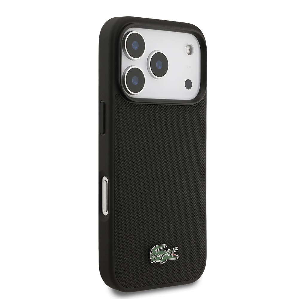 Apple iPhone 17 Pro Kılıf Lacoste Orjinal Lisanslı M-safe Şarj Özellikli PU Pike Desenli Metal Logolu Kartlıklı Kapak