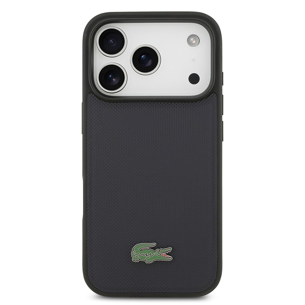 Apple iPhone 17 Pro Kılıf Lacoste Orjinal Lisanslı M-safe Şarj Özellikli PU Pike Desenli Metal Logolu Kapak
