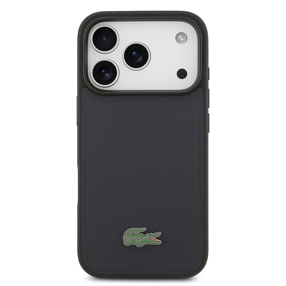 Apple iPhone 17 Pro Kılıf Lacoste Orjinal Lisanslı M-safe Şarj Özellikli PU Pike Desenli Metal Logolu Kartlıklı Kapak