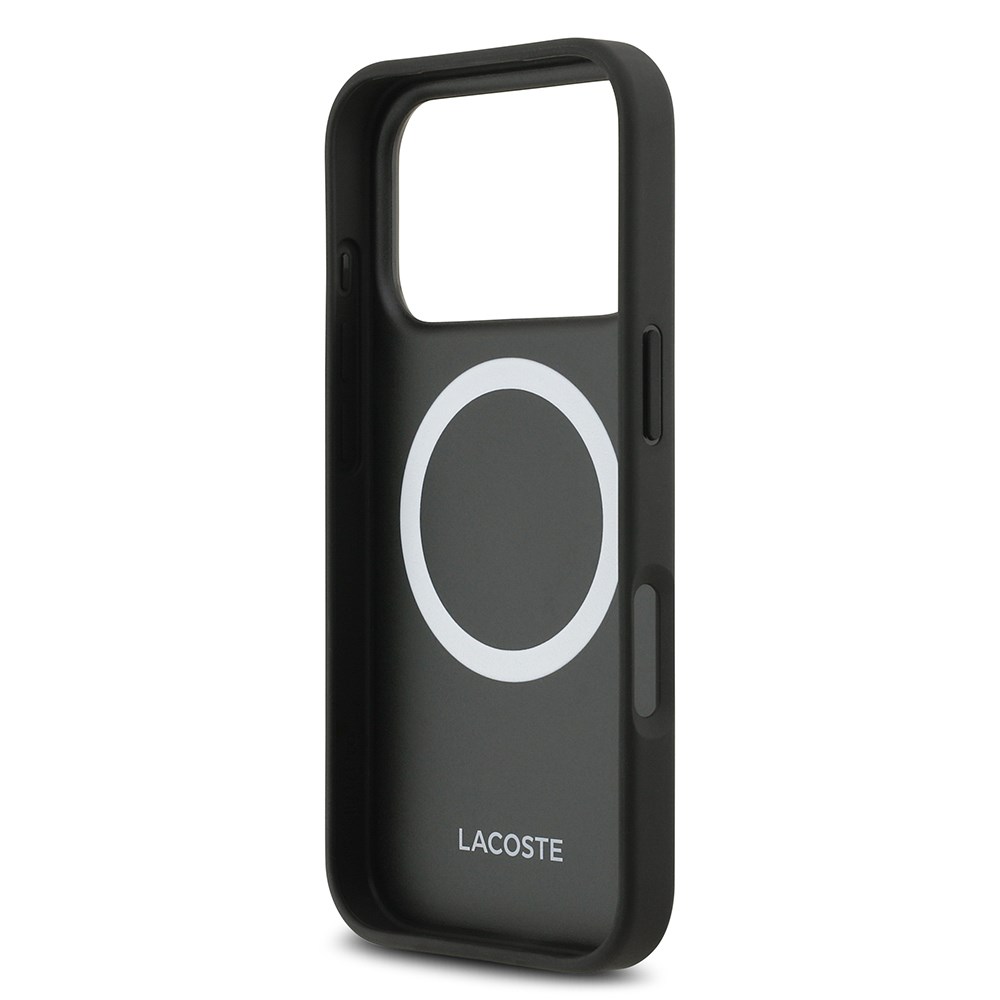 Apple iPhone 17 Pro Kılıf Lacoste Orjinal Lisanslı M-safe Şarj Özellikli PU Pike Desenli Metal Logolu Kartlıklı Kapak