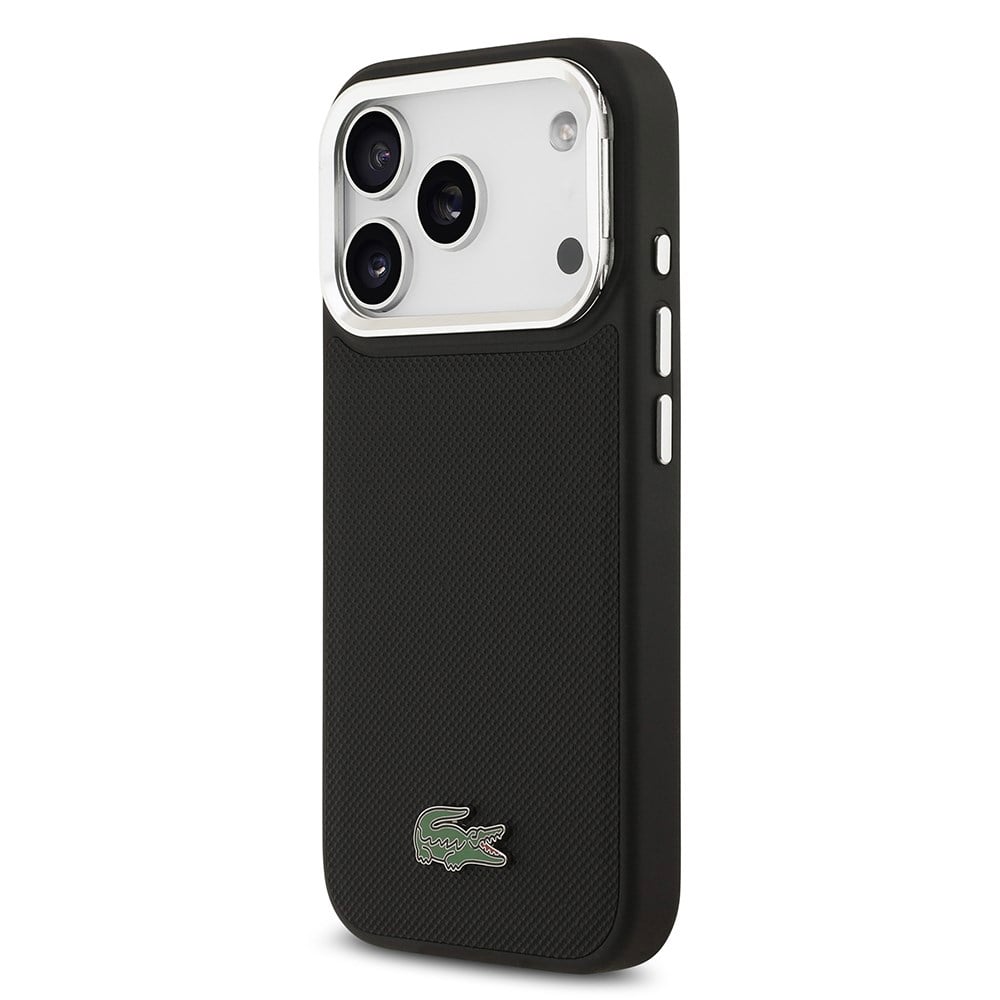 Apple iPhone 17 Pro Kılıf Lacoste Orjinal Lisanslı M-safe Şarj Özellikli PU Pike Desenli Standlı Metal Logolu Kapak