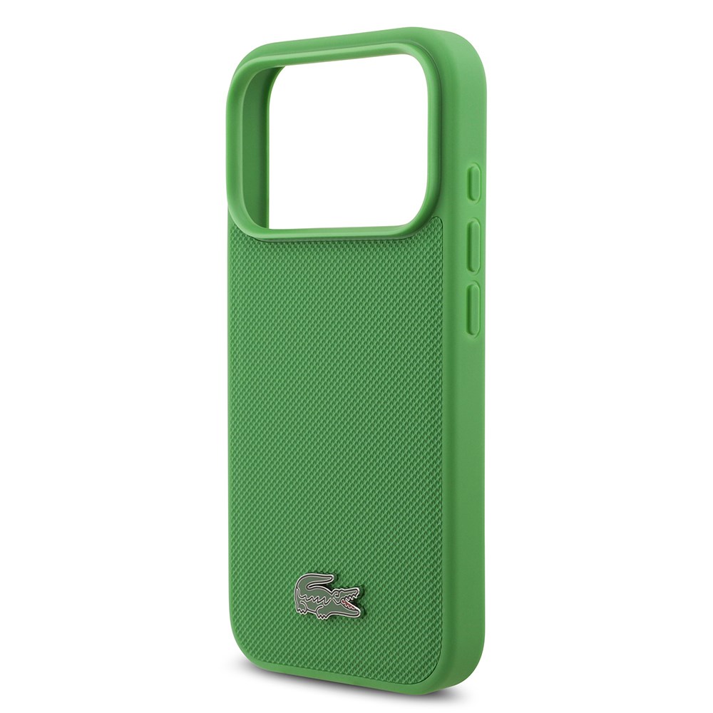 Apple iPhone 17 Pro Kılıf Lacoste Orjinal Lisanslı M-safe Şarj Özellikli PU Pike Desenli Metal Logolu Kartlıklı Kapak