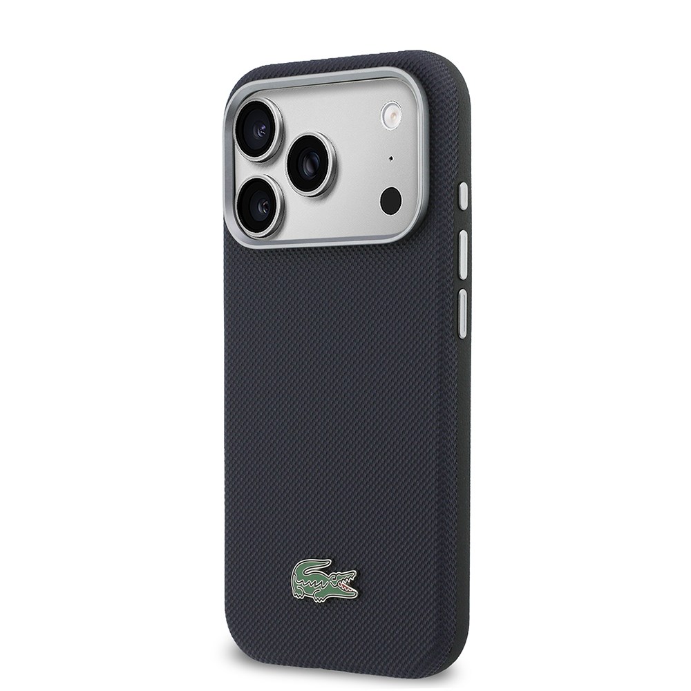 Apple iPhone 17 Pro Kılıf Lacoste Orjinal Lisanslı M-Safe Şarj Özellikli PVC Yarı Pike Desenli Arka Yüzey İkonik Timsah Dokuma Logolu Kapak