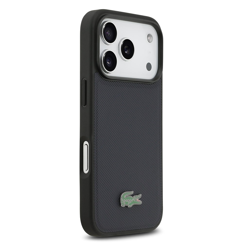 Apple iPhone 17 Pro Kılıf Lacoste Orjinal Lisanslı M-safe Şarj Özellikli PU Pike Desenli Metal Logolu Kartlıklı Kapak