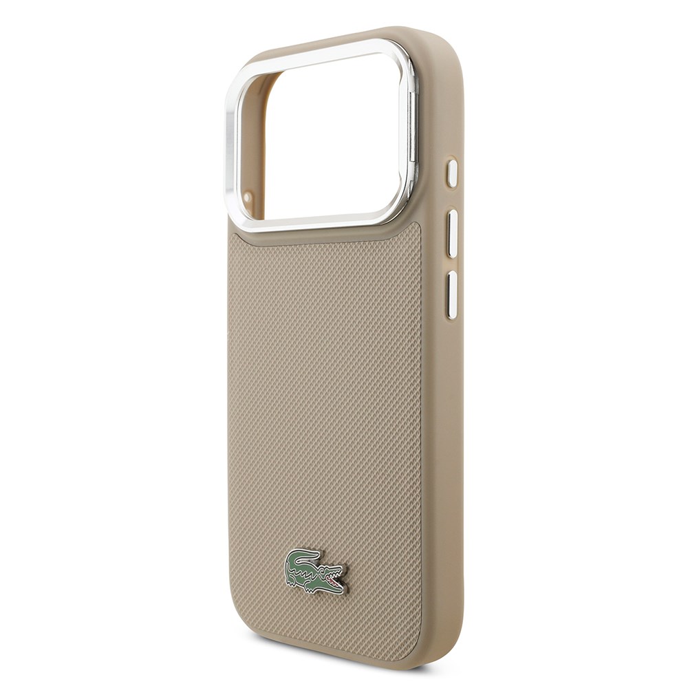 Apple iPhone 17 Pro Kılıf Lacoste Orjinal Lisanslı M-safe Şarj Özellikli PU Pike Desenli Standlı Metal Logolu Kapak