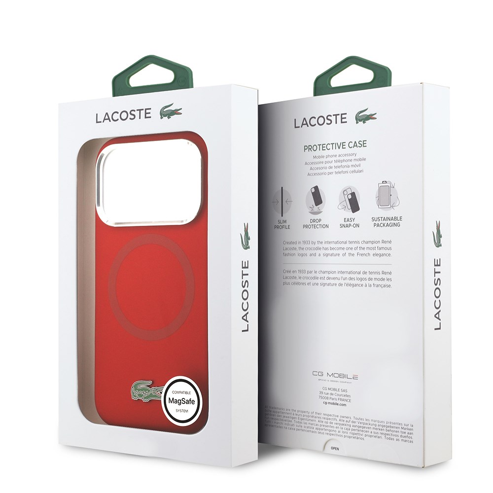Apple iPhone 17 Pro Kılıf Lacoste Orjinal Lisanslı M-safe Şarj Özellikli İkonik Logolu Metal Kamera Çerçeveli Silikon Kapak