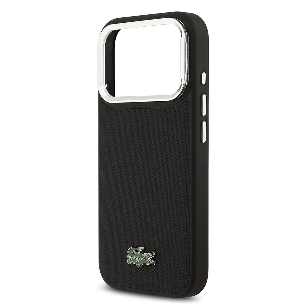 Apple iPhone 17 Pro Kılıf Lacoste Orjinal Lisanslı M-safe Şarj Özellikli PU Pike Desenli Standlı Metal Logolu Kapak