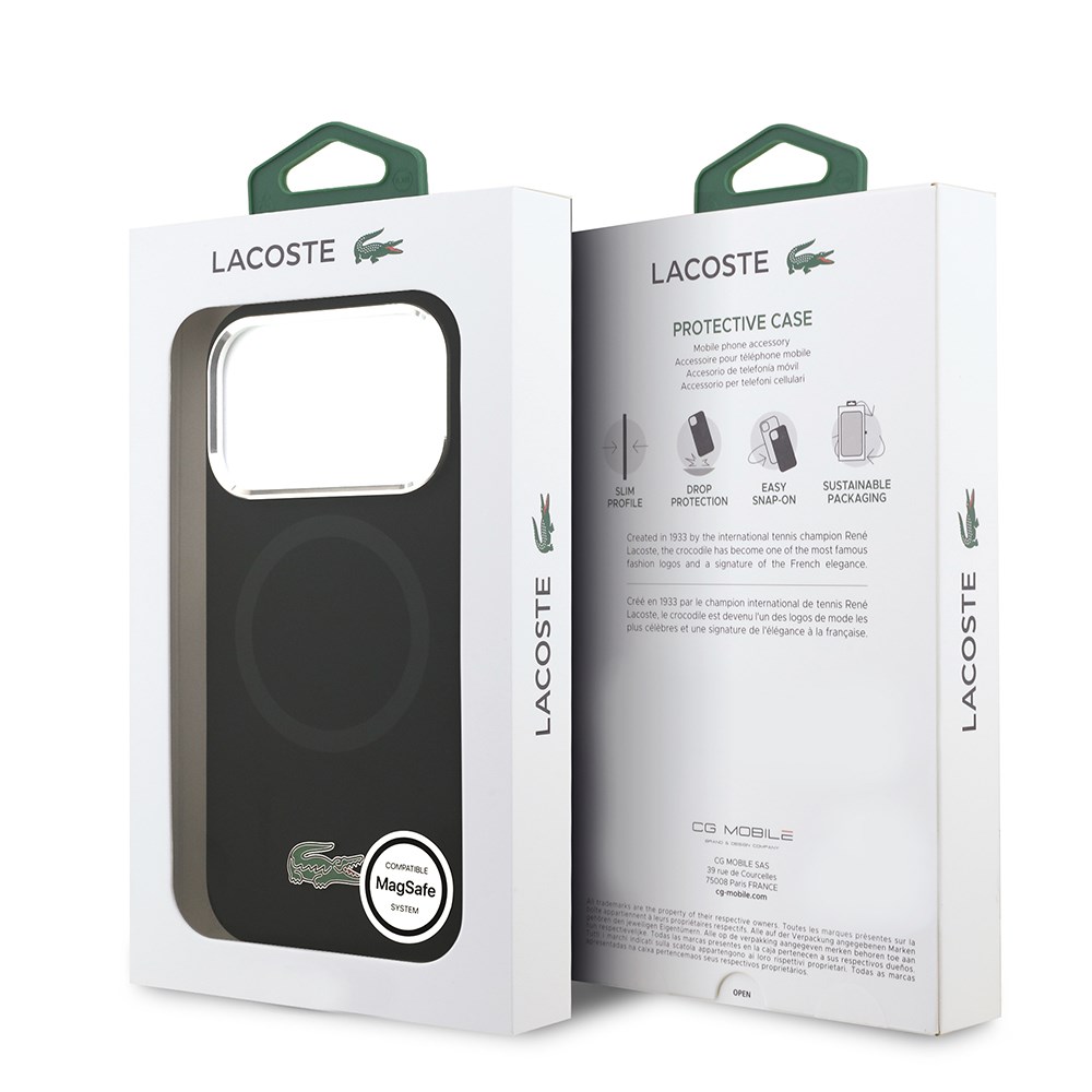Apple iPhone 17 Pro Kılıf Lacoste Orjinal Lisanslı M-safe Şarj Özellikli İkonik Logolu Metal Kamera Çerçeveli Silikon Kapak