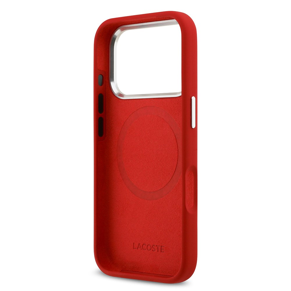 Apple iPhone 17 Pro Kılıf Lacoste Orjinal Lisanslı M-safe Şarj Özellikli İkonik Logolu Metal Kamera Çerçeveli Silikon Kapak