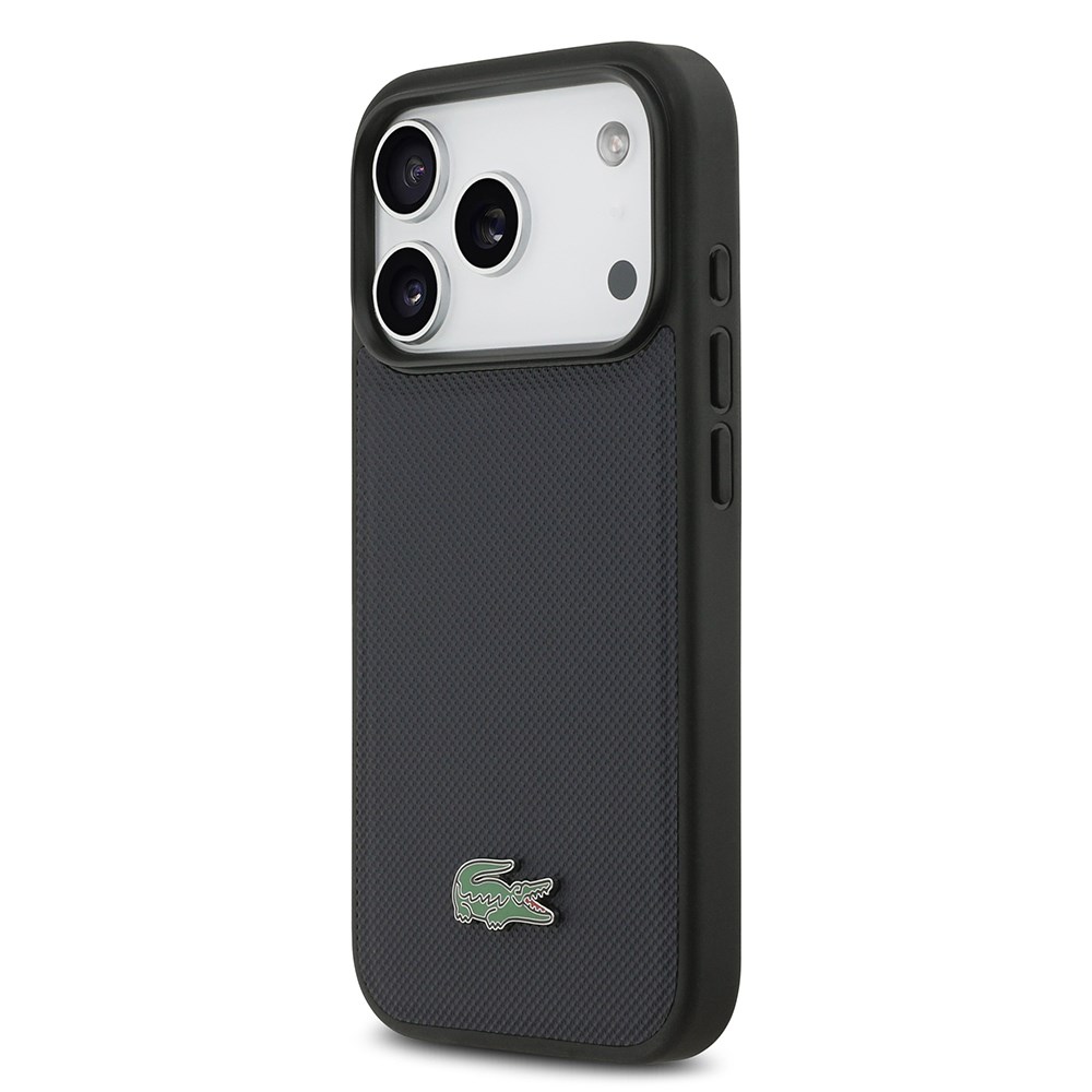 Apple iPhone 17 Pro Kılıf Lacoste Orjinal Lisanslı M-safe Şarj Özellikli PU Pike Desenli Metal Logolu Kapak
