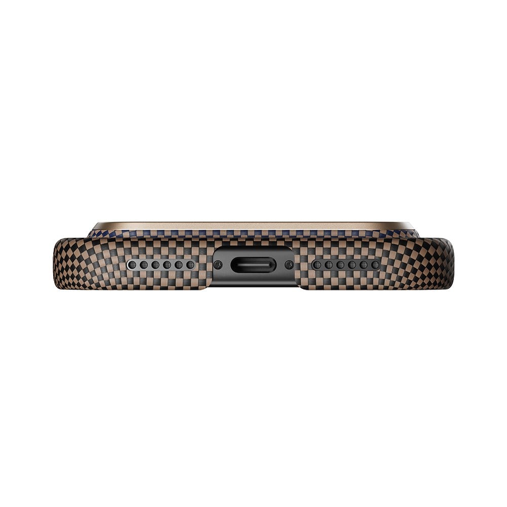 Apple iPhone 17 Pro Kılıf M-safe Şarj Özellikli Aramid Fiber Pitaka Tactile Woven Sunset-Moonrise Serisi Kapak