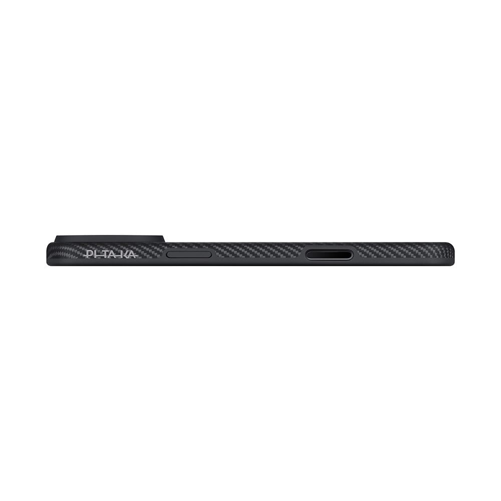 Apple iPhone 17 Pro Kılıf M-safe Şarj Özellikli Aramid Fiber Pitaka Military-Grade Classic Serisi Black-Grey Twill Kapak