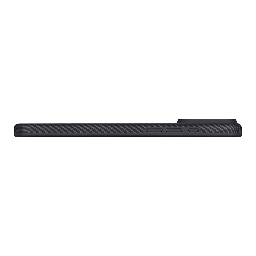 Apple iPhone 17 Pro Kılıf M-safe Şarj Özellikli Aramid Fiber Pitaka Military-Grade Classic Serisi Black-Grey Twill Kapak