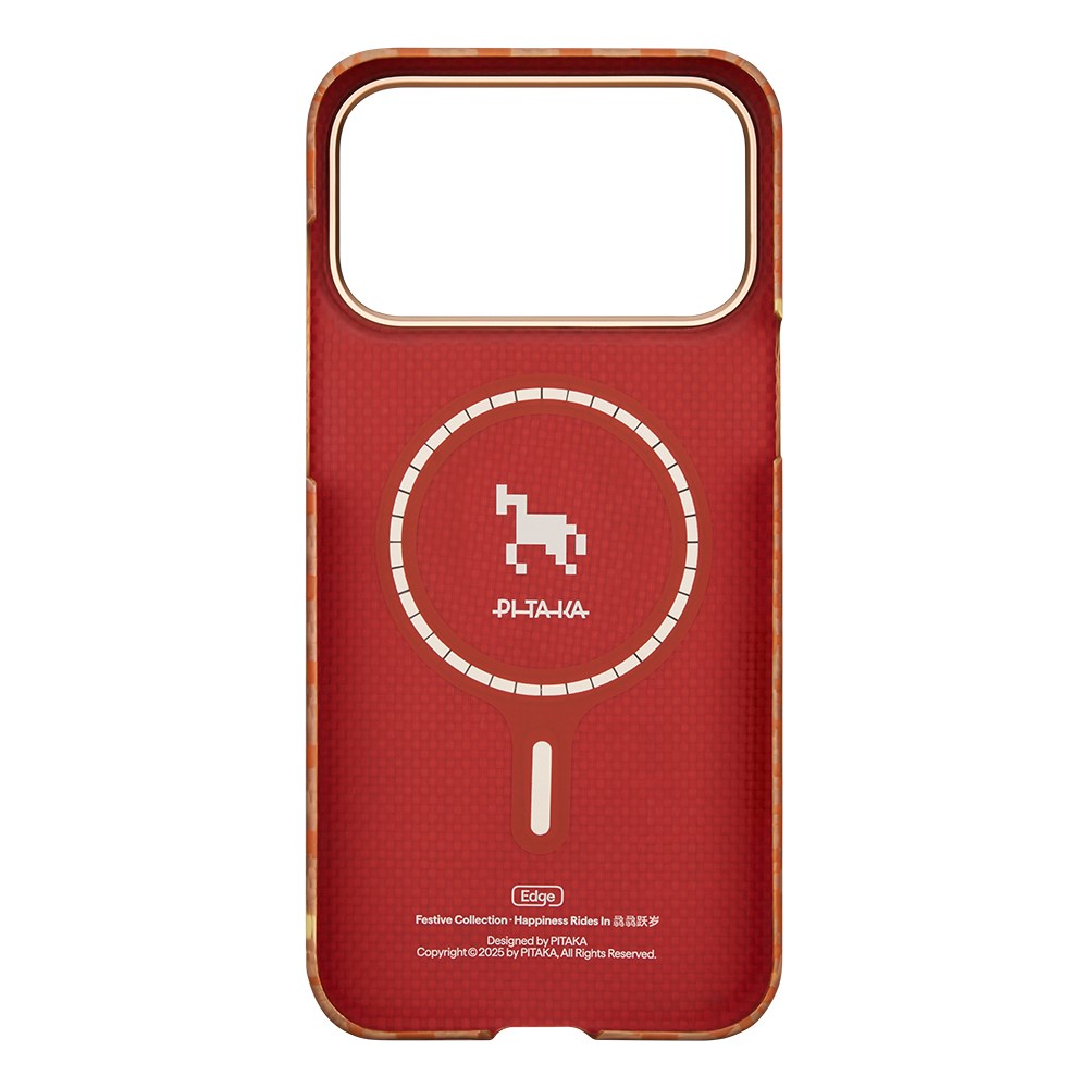 Apple iPhone 17 Pro Kılıf M-safe Şarj Özellikli Aramid Fiber Pitaka Edge Serisi Happiness Rides Kapak