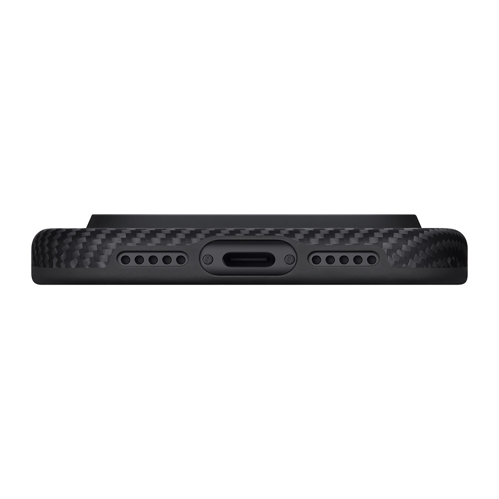 Apple iPhone 17 Pro Kılıf M-safe Şarj Özellikli Aramid Fiber Pitaka Military-Grade Classic Serisi Black-Grey Twill Kapak