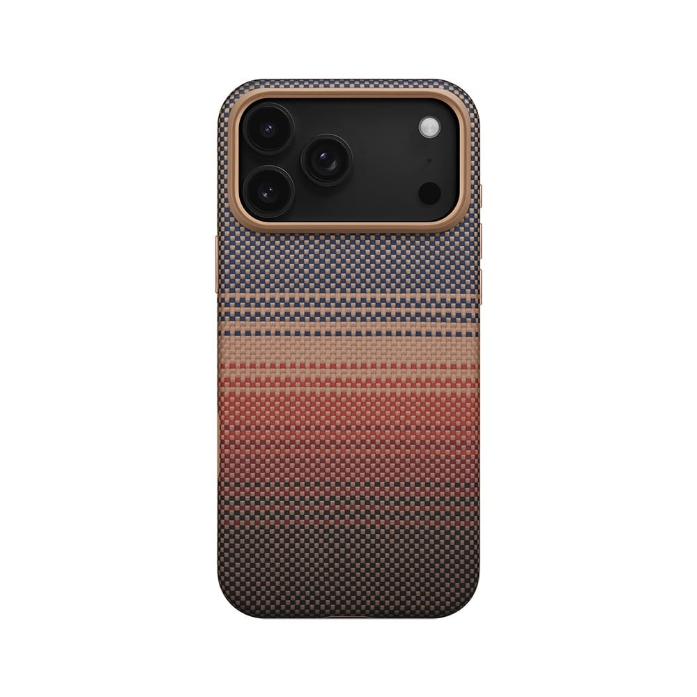 Apple iPhone 17 Pro Kılıf M-safe Şarj Özellikli Aramid Fiber Pitaka Military-Grade Sunset-Moonrise Serisi Kapak