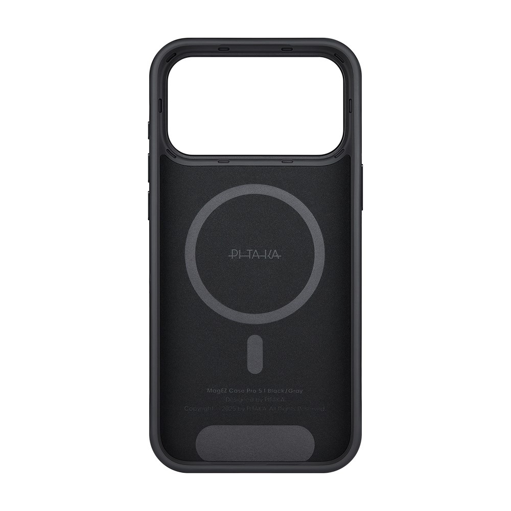 Apple iPhone 17 Pro Kılıf M-safe Şarj Özellikli Aramid Fiber Pitaka Military-Grade Classic Serisi Black-Grey Twill Kapak