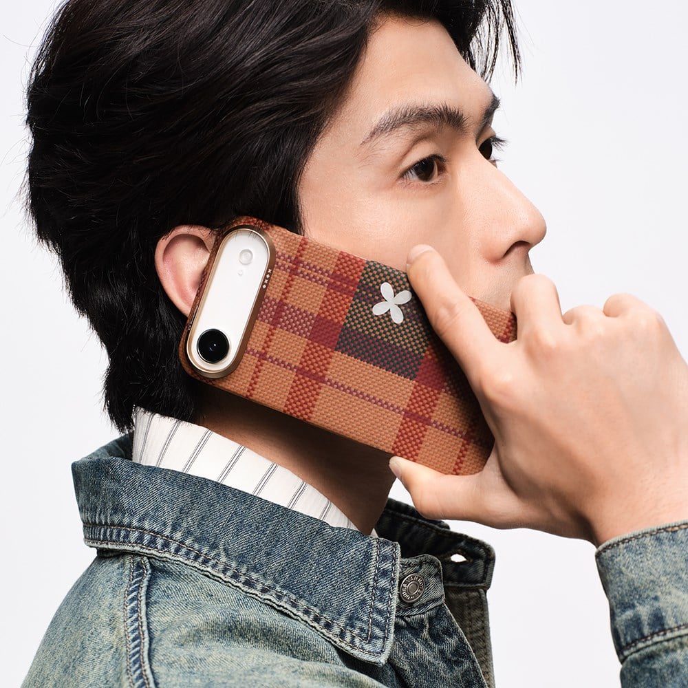 Apple iPhone 17 Pro Kılıf M-safe Şarj Özellikli Aramid Fiber Pitaka Flora in Grid Serisi Kapak
