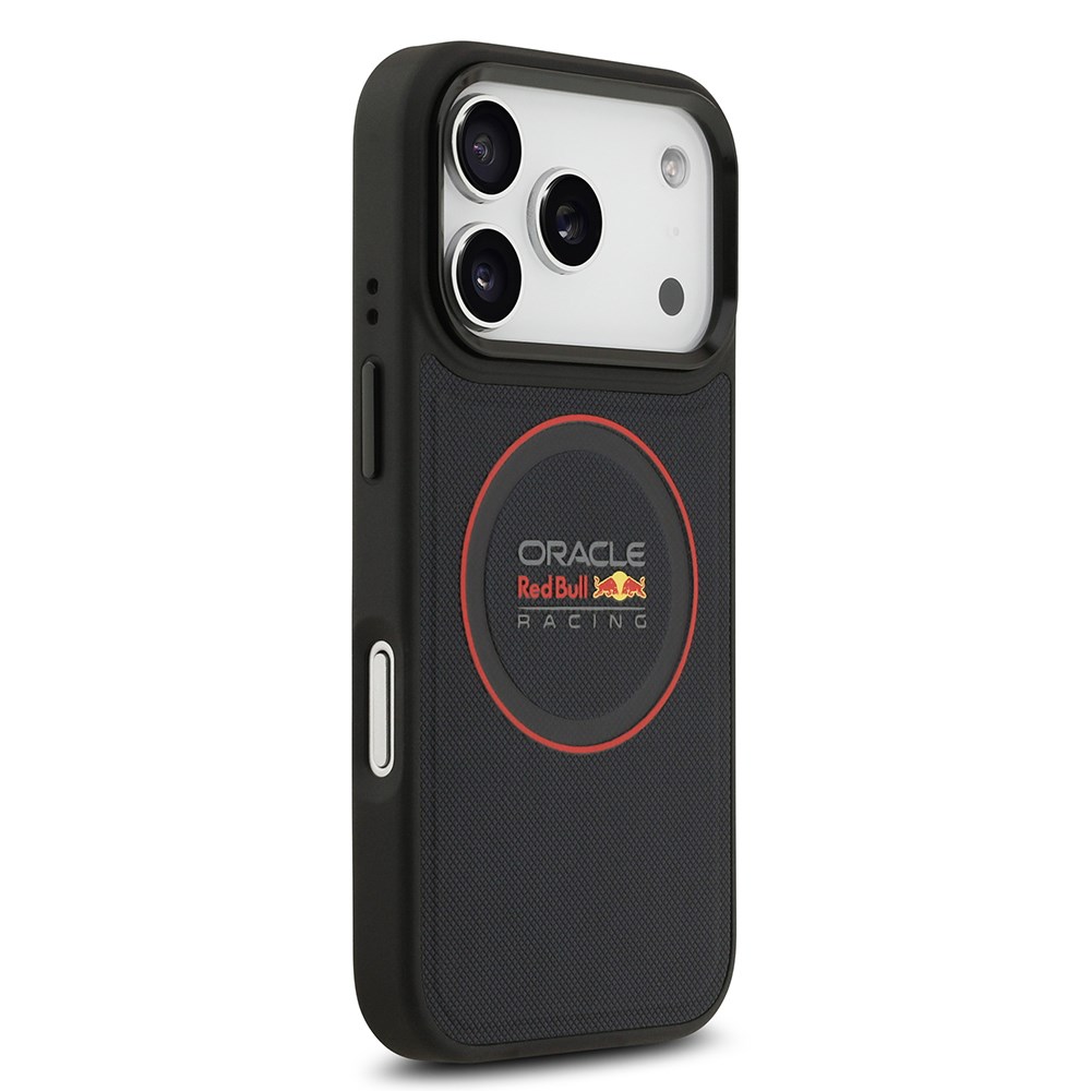 Apple iPhone 17 Pro Kılıf Redbull Orjinal Lisanslı M-safe Şarj Özellikli Kırmızı Halka ve Logo Kabartmalı PU Deri Kapak