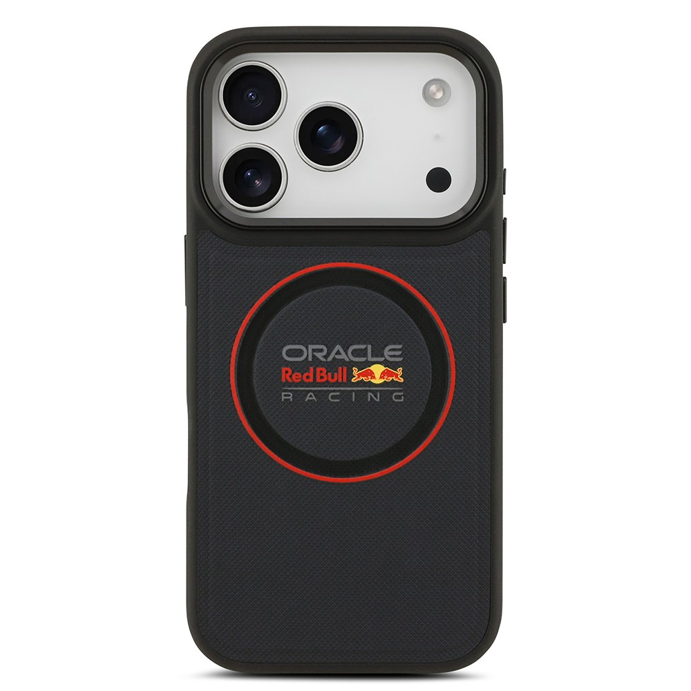 Apple iPhone 17 Pro Kılıf Redbull Orjinal Lisanslı M-safe Şarj Özellikli Kırmızı Halka ve Logo Kabartmalı PU Deri Kapak
