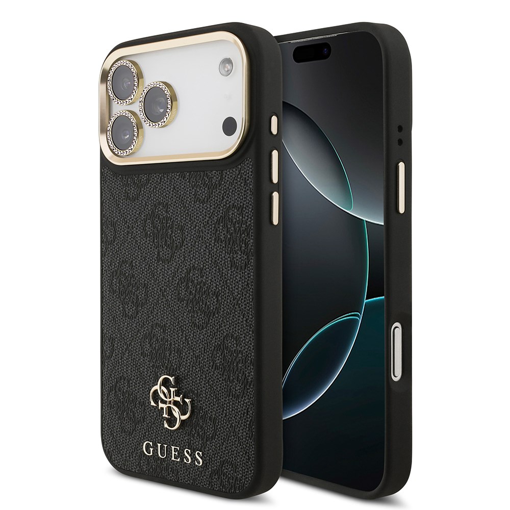 Apple iPhone 17 Pro Max Guess Orjinal Lisanslı 4G ve Yazı Logolu Kılıf + Ekran Koruyucu + Lens Koruyucu 3in1 Aksesuar Seti